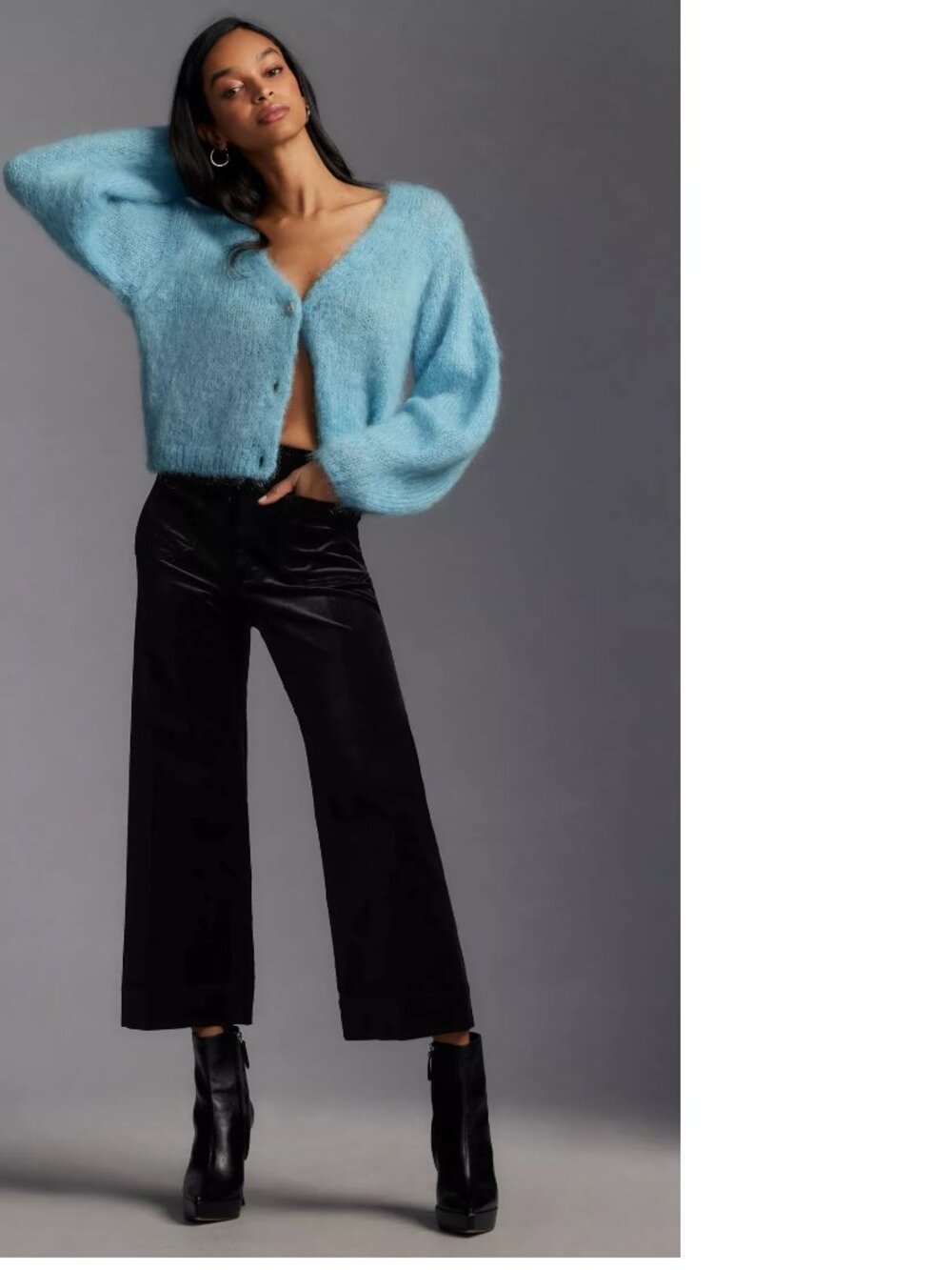 Anthropologie Colette Velvet Crop Wide-Leg Pants by Maeve 33 new with tag nwt